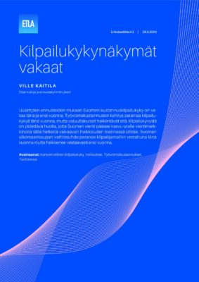 Lataa: Kilpailukykynäkymät vakaat (Etla Erikoisartikkeli 2)