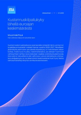 Lataa: Etla Erikoisartikkeli 17: kustannuskilpailukykyennuste syksy 2025